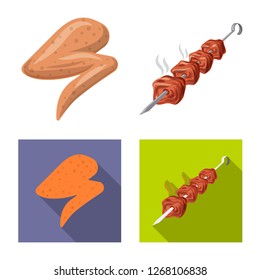 Vector illustration of meat and ham logo. Collection of meat and cooking vector icon for stock.