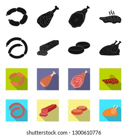 Vector illustration of meat and ham logo. Collection of meat and cooking vector icon for stock.