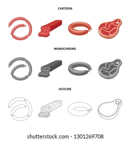 Vector illustration of meat and ham logo. Collection of meat and cooking vector icon for stock.