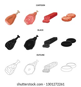 Vector illustration of meat and ham logo. Set of meat and cooking stock symbol for web.
