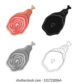 Vector illustration of meat and ham logo. Set of meat and cooking stock vector illustration.