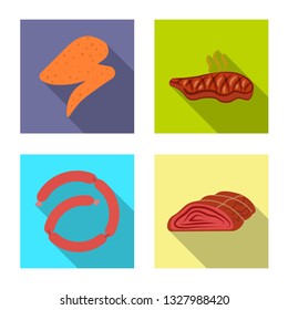 Vector illustration of meat and ham logo. Collection of meat and cooking vector icon for stock.