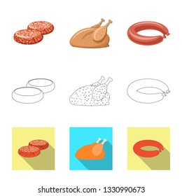 Vector illustration of meat and ham logo. Set of meat and cooking stock vector illustration.