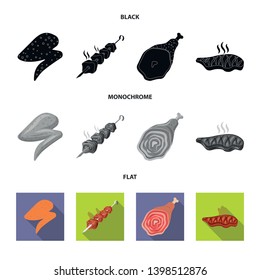 Vector illustration of meat and ham logo. Collection of meat and cooking stock vector illustration.