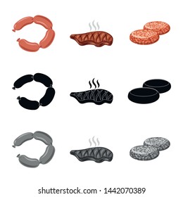 Vector illustration of meat and ham logo. Collection of meat and cooking stock vector illustration.