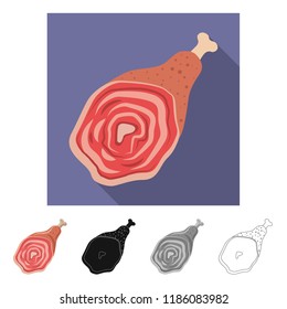Vector illustration of meat and ham sign. Collection of meat and cooking stock symbol for web.