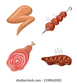 Vector illustration of meat and ham sign. Collection of meat and cooking vector icon for stock.