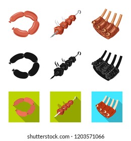 Vector illustration of meat and ham sign. Collection of meat and cooking stock vector illustration.