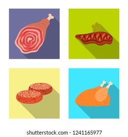 Vector illustration of meat and ham sign. Set of meat and cooking vector icon for stock.