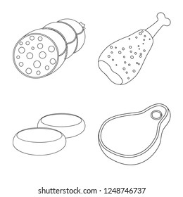 Vector illustration of meat and ham sign. Collection of meat and cooking vector icon for stock.