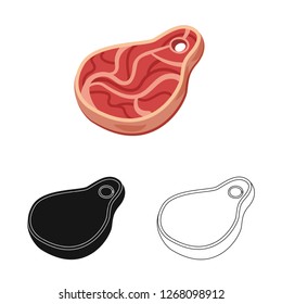 Vector illustration of meat and ham sign. Collection of meat and cooking stock symbol for web.