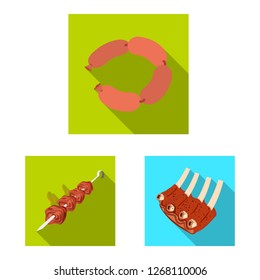 Vector illustration of meat and ham sign. Collection of meat and cooking stock vector illustration.