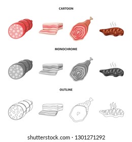 Vector illustration of meat and ham sign. Collection of meat and cooking stock vector illustration.