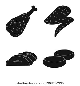 Vector illustration of meat and ham symbol. Collection of meat and cooking stock symbol for web.