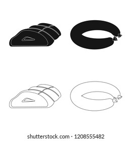 Vector illustration of meat and ham symbol. Collection of meat and cooking stock symbol for web.