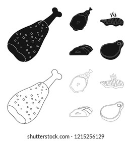 Vector illustration of meat and ham symbol. Set of meat and cooking stock vector illustration.