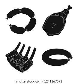 Vector illustration of meat and ham symbol. Collection of meat and cooking stock symbol for web.