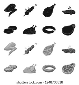Vector illustration of meat and ham symbol. Collection of meat and cooking vector icon for stock.