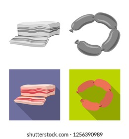 Vector illustration of meat and ham symbol. Set of meat and cooking vector icon for stock.