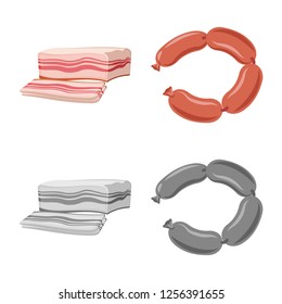 Vector illustration of meat and ham symbol. Set of meat and cooking stock vector illustration.