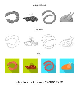 Vector illustration of meat and ham symbol. Collection of meat and cooking stock vector illustration.