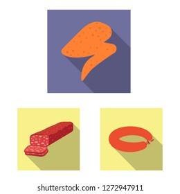Vector illustration of meat and ham symbol. Collection of meat and cooking stock vector illustration.