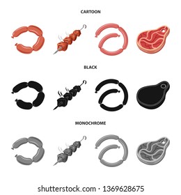 Vector illustration of meat and ham symbol. Set of meat and cooking vector icon for stock.
