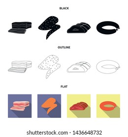 Vector illustration of meat and ham symbol. Collection of meat and cooking vector icon for stock.