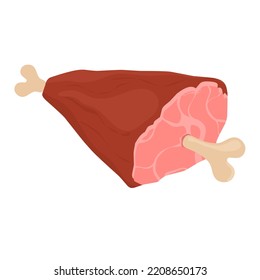 Vector illustration of meat on a bone. Raw red beef. Great for barbecue meat poster