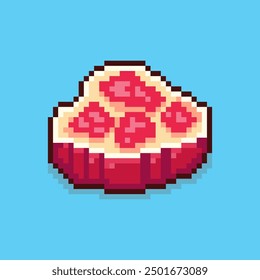 Vector Illustration of meat with Pixel Art Design, perfect for game assets themed designs