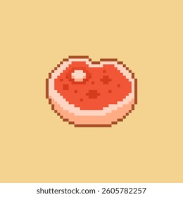 Vector Illustration of meat with Pixel Art Design, perfect for game assets themed designs