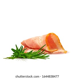  Vector illustration. Meat with rosemary in triangulation technique. 