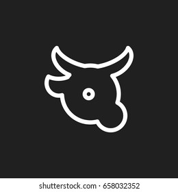 Vector Illustration Of meat Symbol On Veal Outline. Premium Quality Isolated Cow Element In Trendy Flat Style.