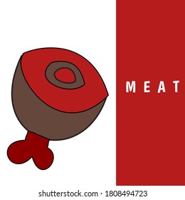 vector illustration of a meat and the word "meat". can be used as icons and logos.