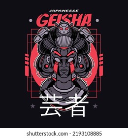 Vector Illustration of Mecha Geisha