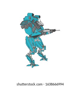 Vector illustration. Mecha in isolated background. For t-shirt design, poster, sticker.