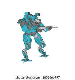 Vector illustration. Mecha in isolated background. For t-shirt design, poster, sticker.