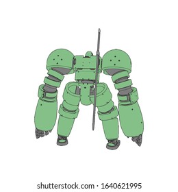 Vector illustration. Mecha in isolated background. For t-shirt design, poster, sticker.