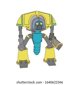 Vector illustration. Mecha in isolated background. For t-shirt design, poster, sticker.