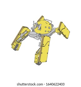 Vector illustration. Mecha in isolated background. For t-shirt design, poster, sticker.