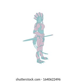 Vector illustration. Mecha in isolated background. For t-shirt design, poster, sticker.