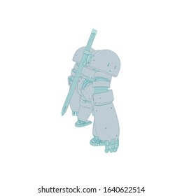 Vector illustration. Mecha in isolated background. For t-shirt design, poster, sticker.