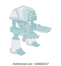 Vector illustration. Mecha in isolated background. For t-shirt design, poster, sticker.