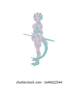 Vector illustration. Mecha in isolated background. For t-shirt design, poster, sticker.