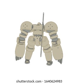 Vector illustration. Mecha in isolated background. For t-shirt design, poster, sticker.