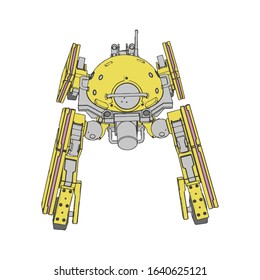 Vector illustration. Mecha in isolated background. For t-shirt design, poster, sticker.