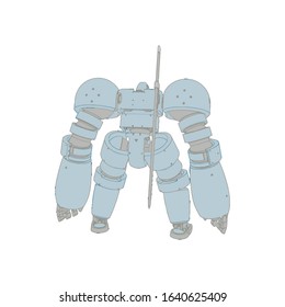 Vector illustration. Mecha in isolated background. For t-shirt design, poster, sticker.