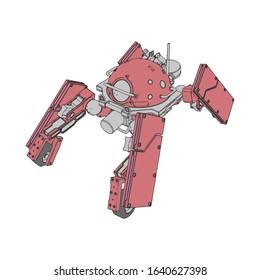 Vector illustration. Mecha in isolated background. For t-shirt design, poster, sticker.