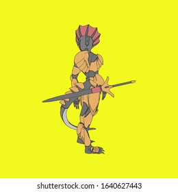 Vector illustration. Mecha in isolated background. For t-shirt design, poster, sticker.