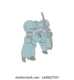 Vector illustration. Mecha in isolated background. For t-shirt design, poster, sticker.